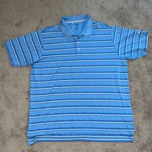 Adidas Men Golf Polo Shirt Size XL Light Blue Stripes ClimaCool Button